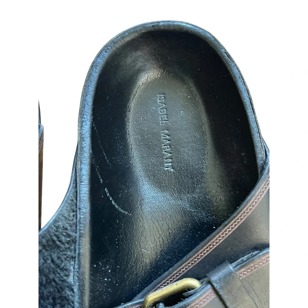 Isabel Marant Lennyo Sandals Black Leather Flat £465, Size 38 US 8
